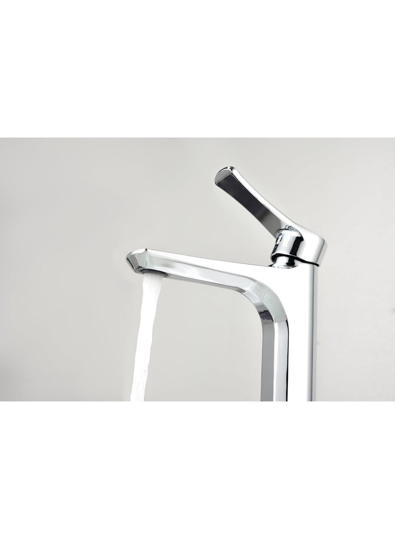 واي دي صنبور حوض حمام عصري بمقبض واحد، صنبور خلاط حوض طويل، يُثبت على سطح الحوض، يتميز بتدفق مياه سلس، سهل التركيب. - Image 5